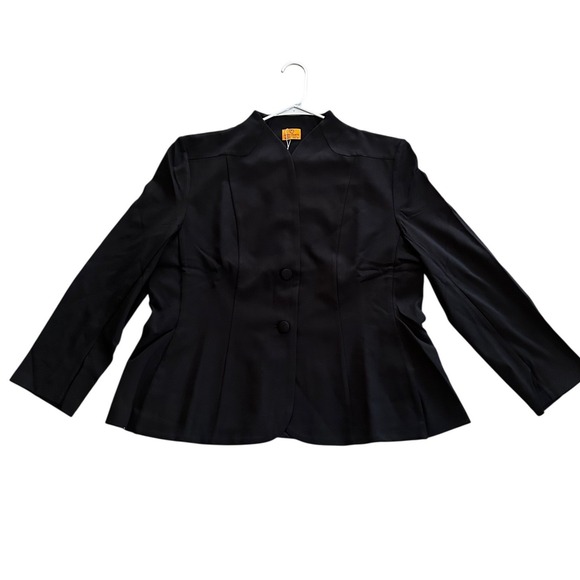 Mary Crafts Jackets & Blazers - Mary Crafts Black Peplum Blazer Split Mandarin Collar Size 20 DR528C